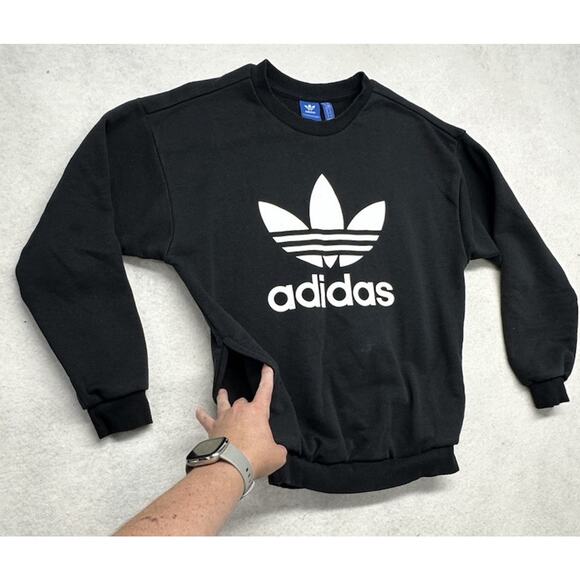 Adidas Crewneck Sweatshirt Mens XS Long Sleeve Pullover Pockets Trefoil Adult - Picture 2 of 8
